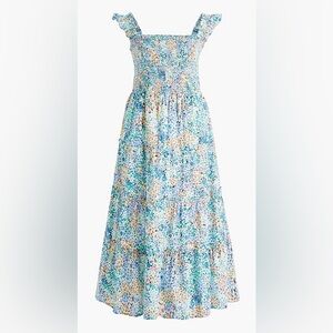 J. Crew Floral Print Dress with Blue and White